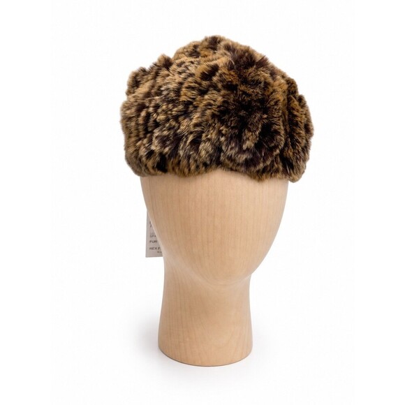 Belle Fare Stade Beanie Rex Rabbit Fur Set copper brown NWT